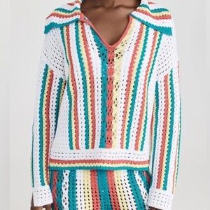 Solid & Striped The Lola Pullover Crochet Long Sleeved Split Cuffs